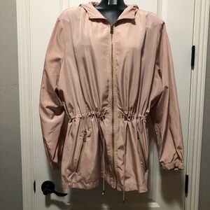 ANDREW MARC NY. blush and gold hooded raincoat 2XL woman’s